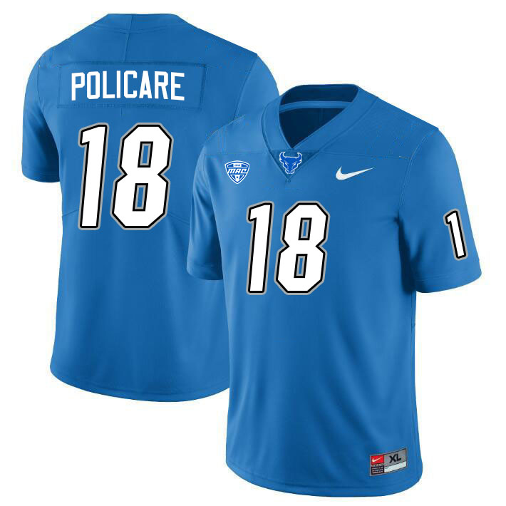Buffalo Bulls #18 Anthony Policare College Football Jerseys Stitched Sale-Blue
